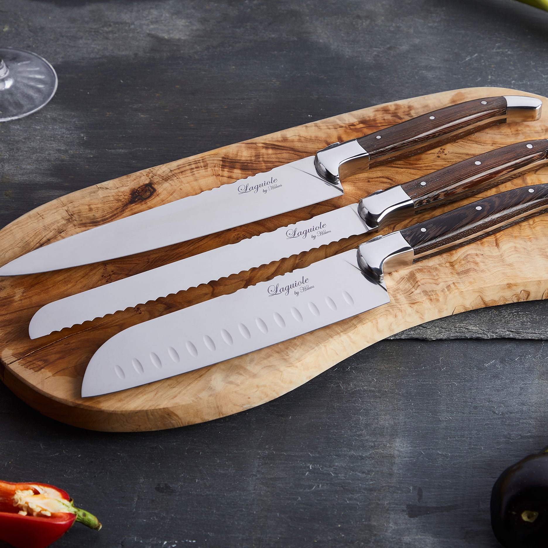 Messer-Set 3-teilig Wengé